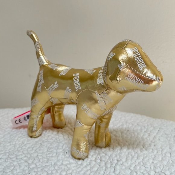 Victoria's Secret PINK Fashion Show 2014 London Gold Mini Dog Toy Collectible - Picture 3 of 5